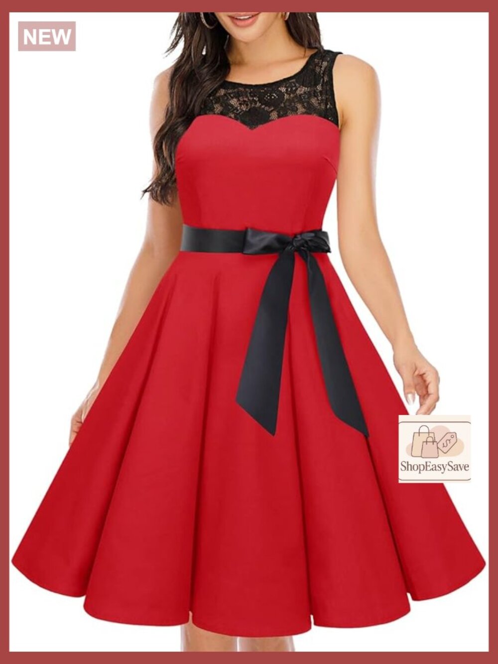 Vintage Rockabilly Swing Dress Lace Cocktail Prom Party Wedding Guest